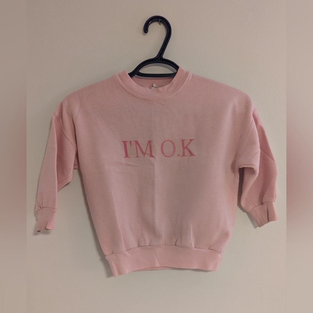 Pink 'I'm O.K. You're O.K.'  Crewneck Sweatshirt - Kids Small